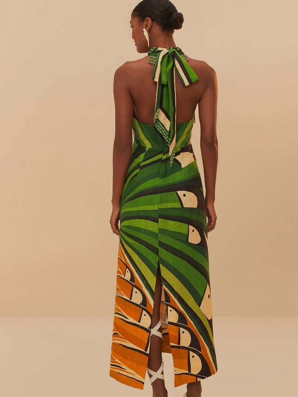 FARM Rio Green Tree Toucan Halter Maxi Dress, NWT, XS - Picture 5 of 11